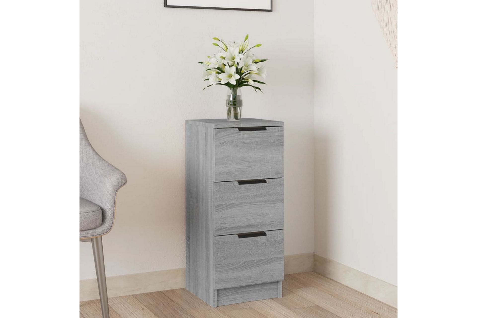 beBasic skænk 30x30x70 cm konstrueret træ grå sonoma-eg - GrÃ¥ - Opbevaring - Opbevaringsmøbler - Skænke & sideboards