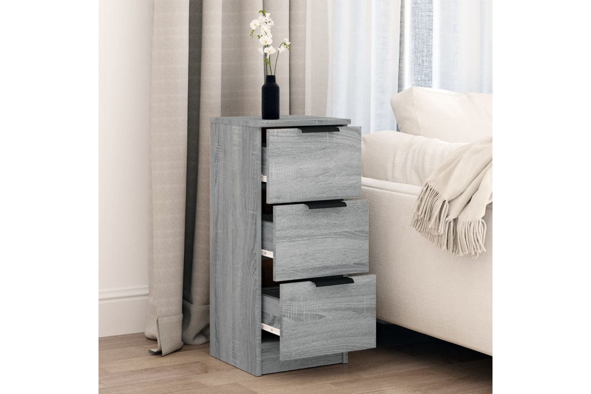 beBasic skænk 30x30x70 cm konstrueret træ grå sonoma-eg - GrÃ¥ - Opbevaring - Opbevaringsmøbler - Skænke & sideboards