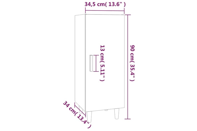 beBasic skænk 34,5x34x90 cm konstrueret træ brun egetræsfarve - Brun - Skænke & sideboards