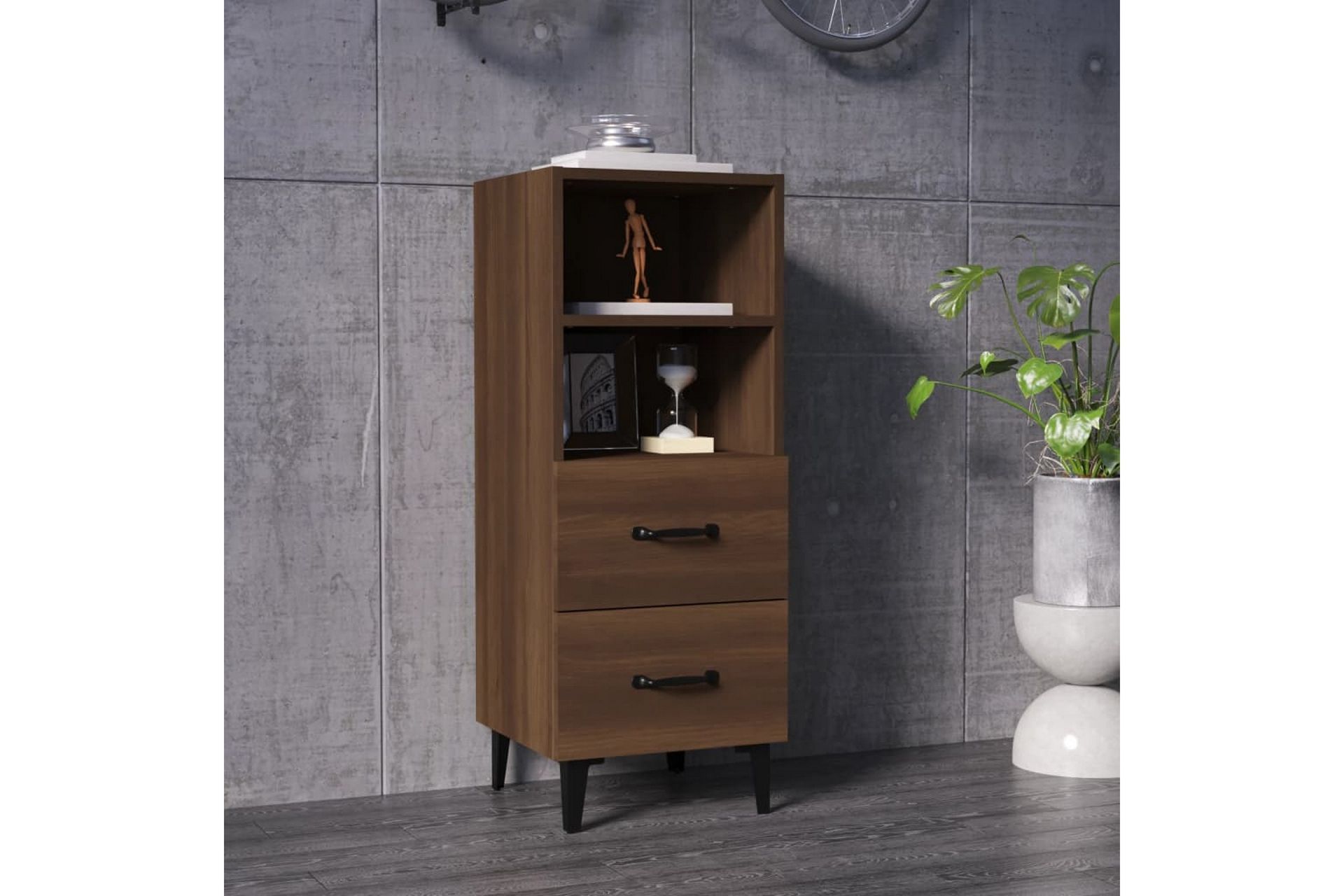 beBasic skænk 34,5x34x90 cm konstrueret træ brun egetræsfarve - Brun - Opbevaring - Opbevaringsmøbler - Skænke & sideboards