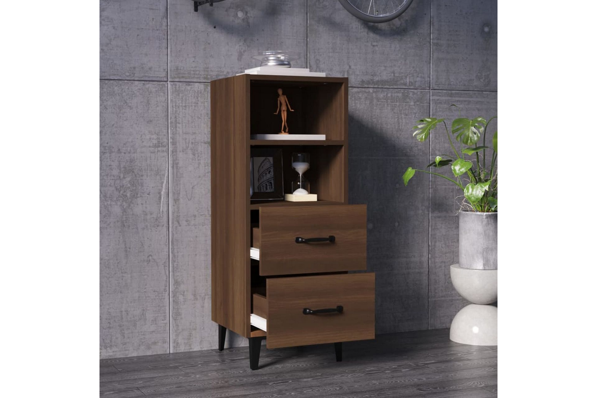 beBasic skænk 34,5x34x90 cm konstrueret træ brun egetræsfarve - Brun - Opbevaring - Opbevaringsmøbler - Skænke & sideboards