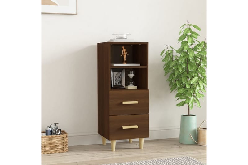 beBasic skænk 34,5x34x90 cm konstrueret træ brun egetræsfarve - Brun - Skænke & sideboards