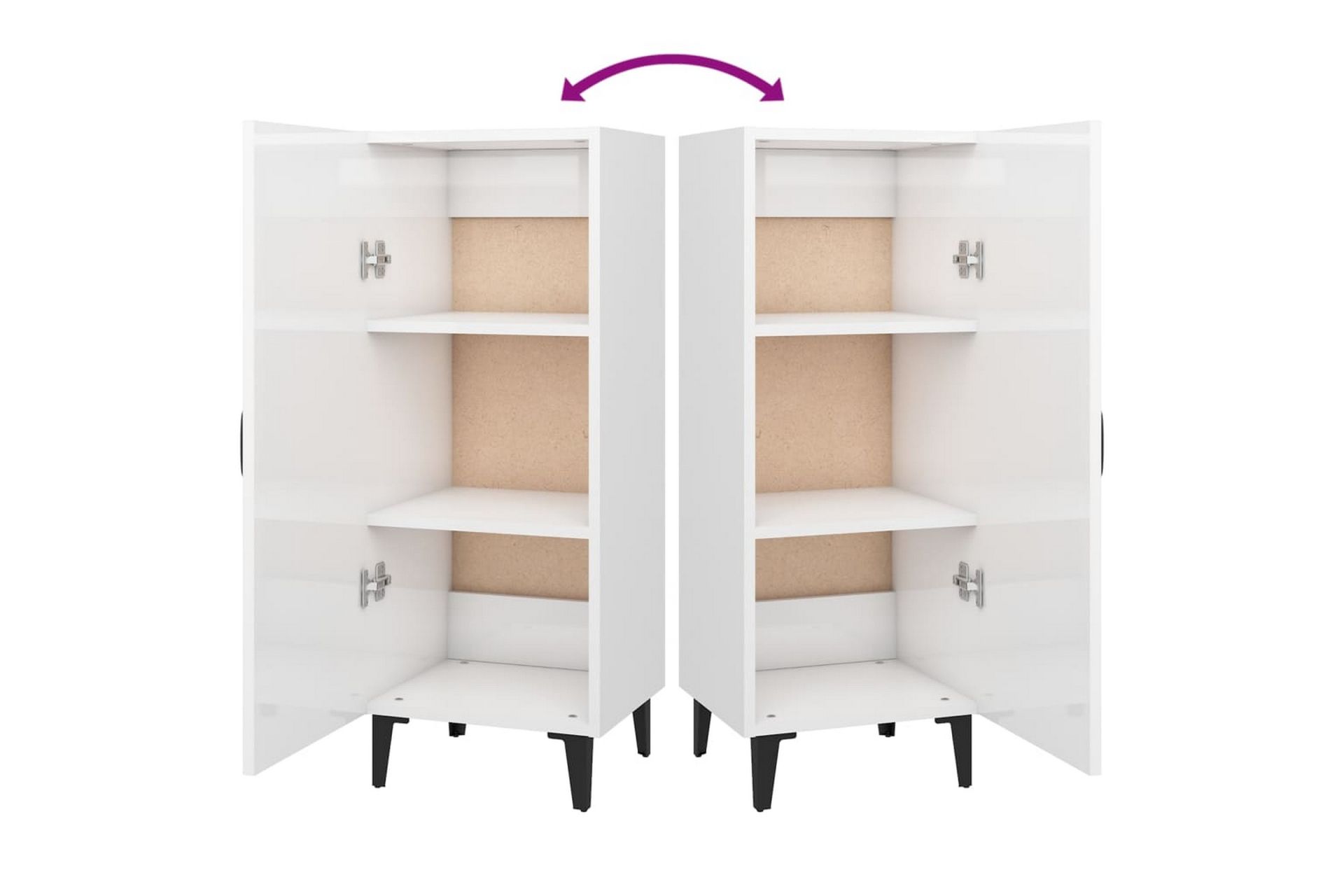 beBasic skænk 34,5x34x90 cm konstrueret træ hvid højglans - Hvid - Opbevaring - Opbevaringsmøbler - Skænke & sideboards