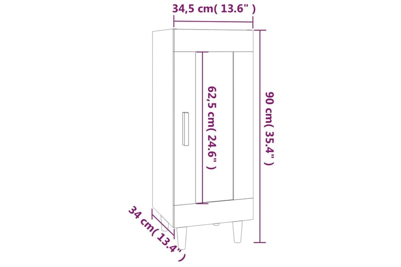 beBasic skænk 34,5x34x90 cm konstrueret træ røget egetræsfarve - Brun - Opbevaring - Opbevaringsmøbler - Skænke & sideboards