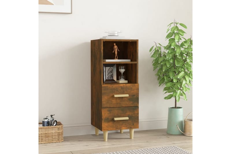 beBasic skænk 34,5x34x90 cm konstrueret træ røget egetræsfarve - Brun - Opbevaring - Opbevaringsmøbler - Skænke & sideboards