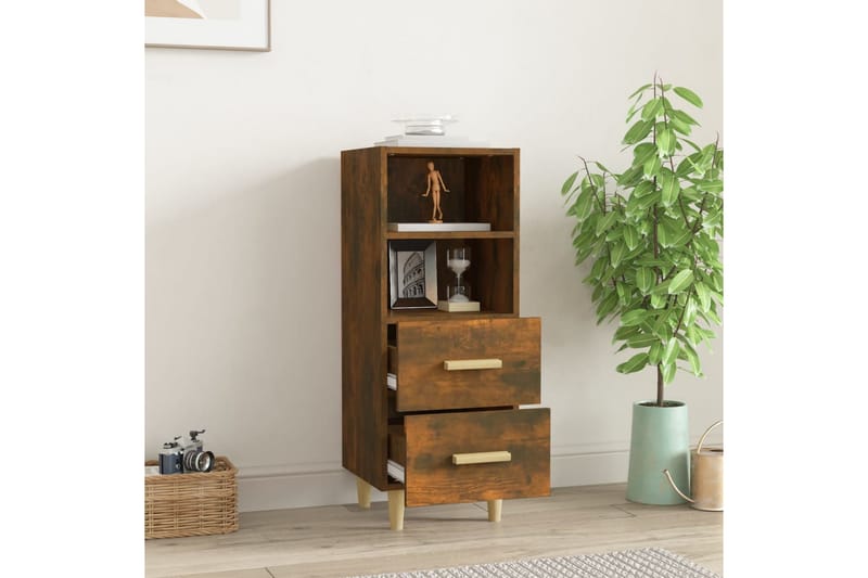 beBasic skænk 34,5x34x90 cm konstrueret træ røget egetræsfarve - Brun - Skænke & sideboards