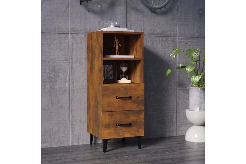 beBasic skænk 34,5x34x90 cm konstrueret træ røget egetræsfarve - Brun - Opbevaring - Opbevaringsmøbler - Skænke & sideboards