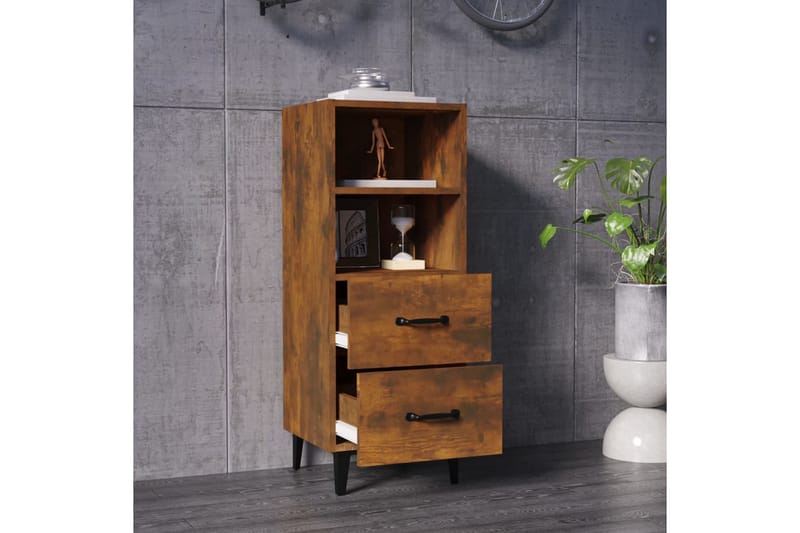 beBasic skænk 34,5x34x90 cm konstrueret træ røget egetræsfarve - Brun - Opbevaring - Opbevaringsmøbler - Skænke & sideboards