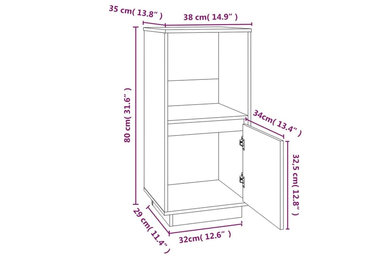beBasic skænk 38x35x80 cm massivt fyrretræ gyldenbrun - Brun - Opbevaring - Opbevaringsmøbler - Skænke & sideboards