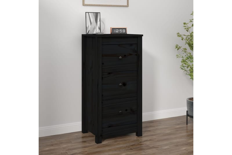 beBasic skænk 40x35x80 cm massivt fyrretræ sort - Sort - Skænke & sideboards