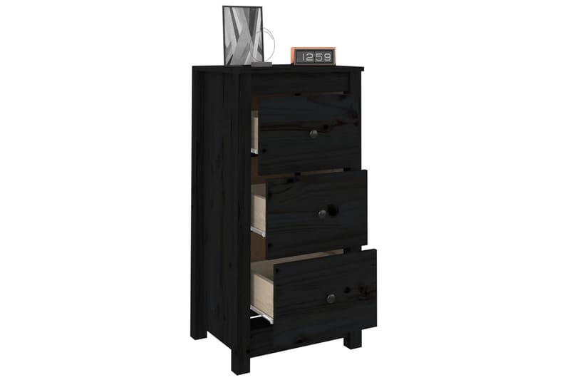 beBasic skænk 40x35x80 cm massivt fyrretræ sort - Sort - Skænke & sideboards