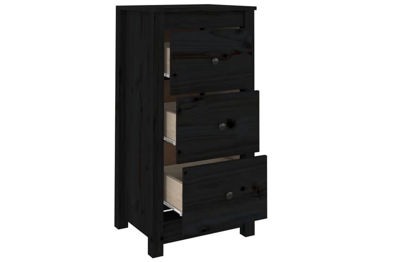 beBasic skænk 40x35x80 cm massivt fyrretræ sort - Sort - Skænke & sideboards