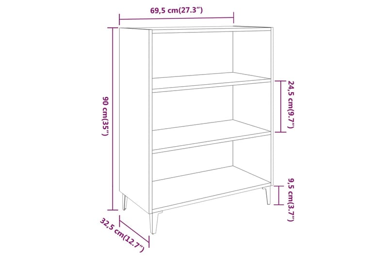 beBasic skænk 69,5x32,5x90 cm konstrueret træ røget egetræsfarve - Brun - Opbevaring - Opbevaringsmøbler - Skænke & sideboards