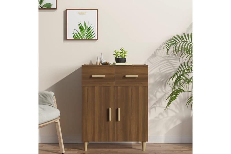 beBasic skænk 69,5x34x89 cm konstrueret træ brun egetræsfarve - Brun - Skænke & sideboards