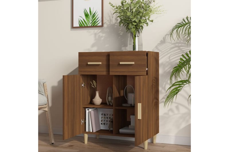 beBasic skænk 69,5x34x89 cm konstrueret træ brun egetræsfarve - Brun - Opbevaring - Opbevaringsmøbler - Skænke & sideboards