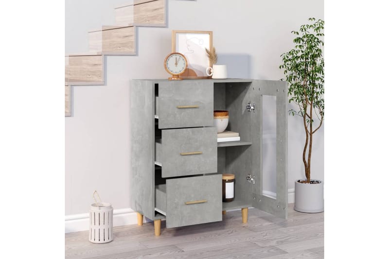 beBasic skænk 69,5x34x90 cm konstrueret træ betongrå - GrÃ¥ - Skænke & sideboards