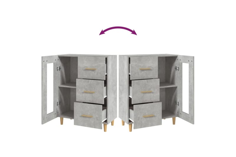 beBasic skænk 69,5x34x90 cm konstrueret træ betongrå - GrÃ¥ - Skænke & sideboards