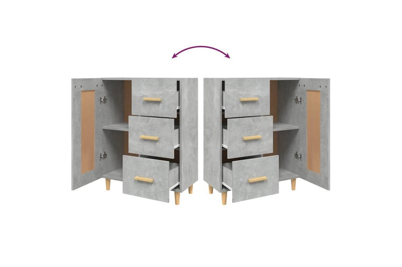 beBasic skænk 69,5x34x90 cm konstrueret træ betongrå - GrÃ¥ - Opbevaring - Opbevaringsmøbler - Skænke & sideboards