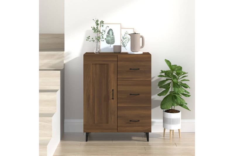 beBasic skænk 69,5x34x90 cm konstrueret træ brun egetræsfarve - Brun - Skænke & sideboards