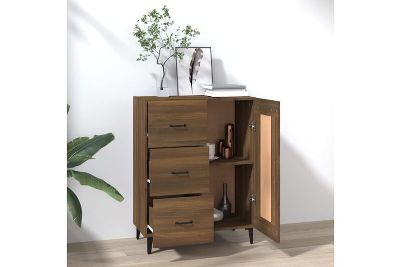 beBasic skænk 69,5x34x90 cm konstrueret træ brun egetræsfarve - Brun - Opbevaring - Opbevaringsmøbler - Skænke & sideboards