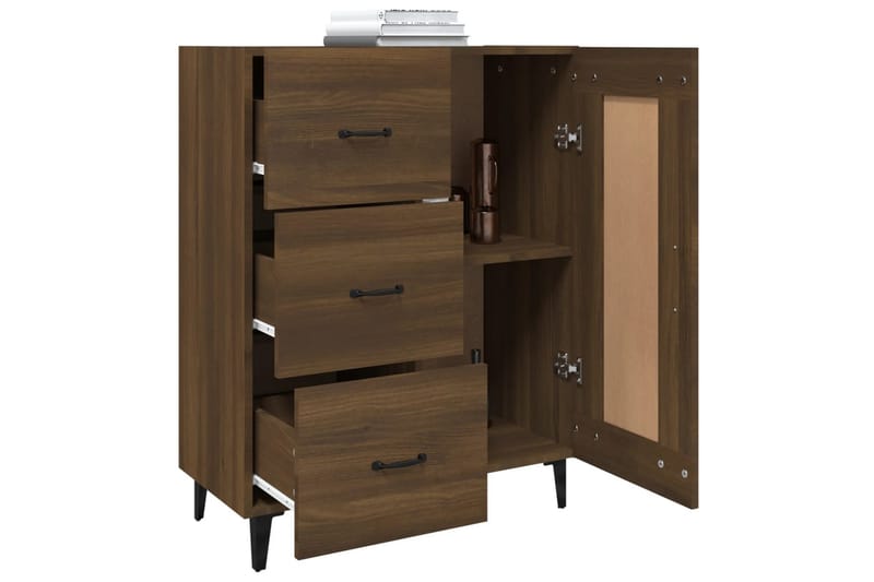 beBasic skænk 69,5x34x90 cm konstrueret træ brun egetræsfarve - Brun - Opbevaring - Opbevaringsmøbler - Skænke & sideboards
