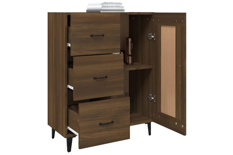 beBasic skænk 69,5x34x90 cm konstrueret træ brun egetræsfarve - Brun - Skænke & sideboards