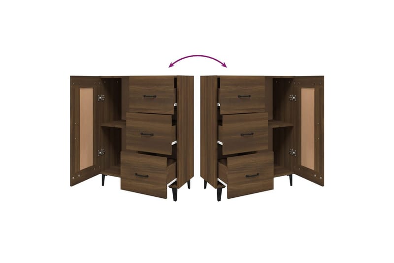 beBasic skænk 69,5x34x90 cm konstrueret træ brun egetræsfarve - Brun - Opbevaring - Opbevaringsmøbler - Skænke & sideboards