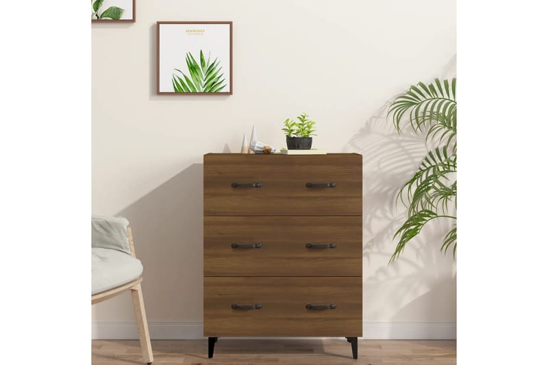 beBasic skænk 69,5x34x90 cm konstrueret træ brun egetræsfarve - Brun - Skænke & sideboards