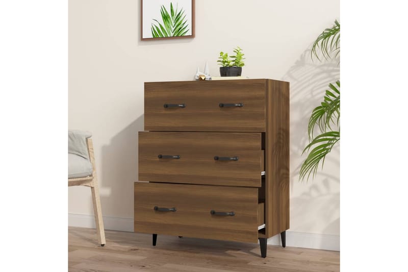 beBasic skænk 69,5x34x90 cm konstrueret træ brun egetræsfarve - Brun - Skænke & sideboards