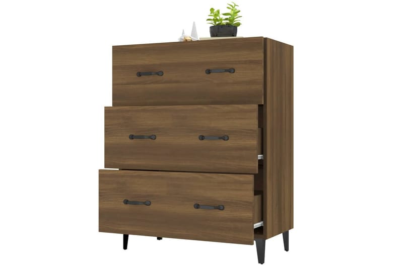 beBasic skænk 69,5x34x90 cm konstrueret træ brun egetræsfarve - Brun - Skænke & sideboards