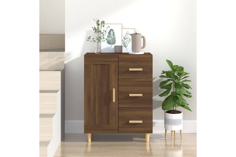 beBasic skænk 69,5x34x90 cm konstrueret træ brun egetræsfarve - Brun - Skænke & sideboards