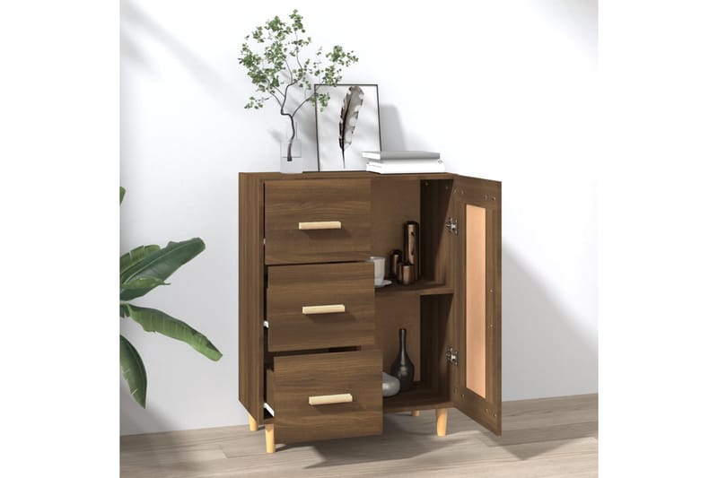 beBasic skænk 69,5x34x90 cm konstrueret træ brun egetræsfarve - Brun - Skænke & sideboards