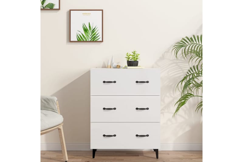 beBasic skænk 69,5x34x90 cm konstrueret træ hvid højglans - Hvid - Skænke & sideboards