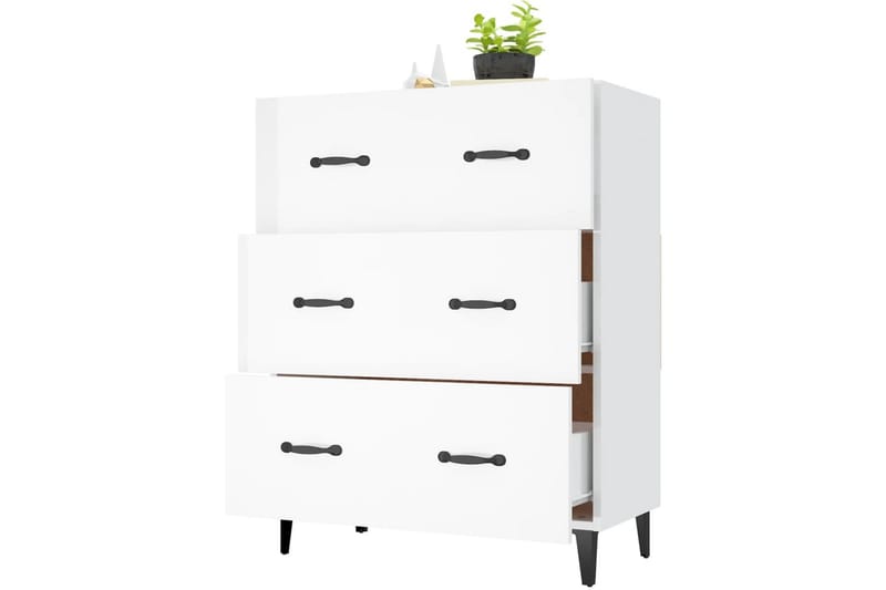 beBasic skænk 69,5x34x90 cm konstrueret træ hvid højglans - Hvid - Skænke & sideboards