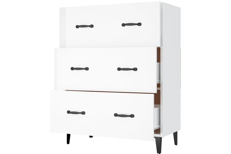 beBasic skænk 69,5x34x90 cm konstrueret træ hvid højglans - Hvid - Skænke & sideboards