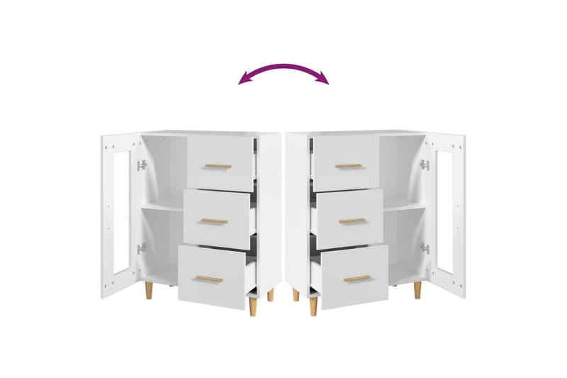 beBasic skænk 69,5x34x90 cm konstrueret træ hvid - Hvid - Skænke & sideboards