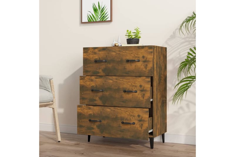 beBasic skænk 69,5x34x90 cm konstrueret træ røget egetræsfarve - Brun - Opbevaring - Opbevaringsmøbler - Skænke & sideboards