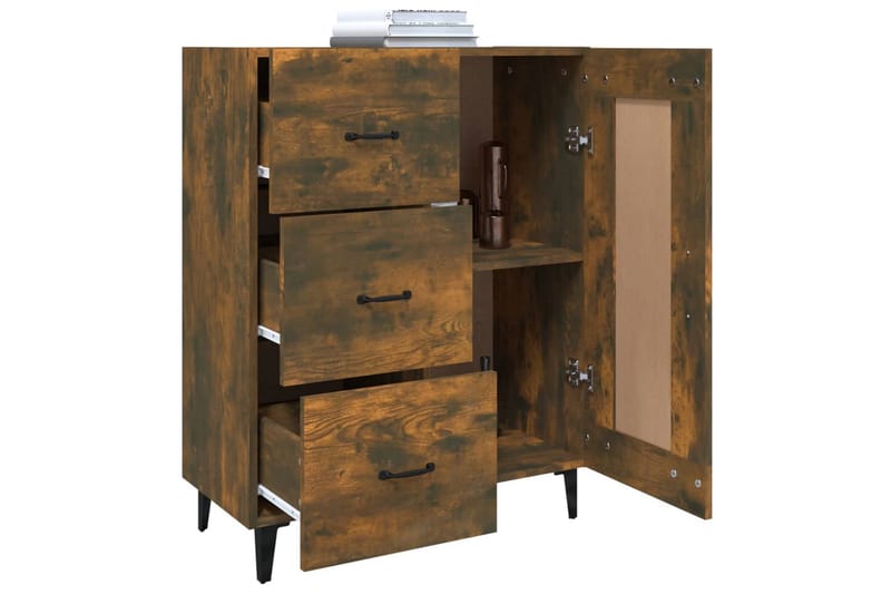 beBasic skænk 69,5x34x90 cm konstrueret træ røget egetræsfarve - Brun - Opbevaring - Opbevaringsmøbler - Skænke & sideboards