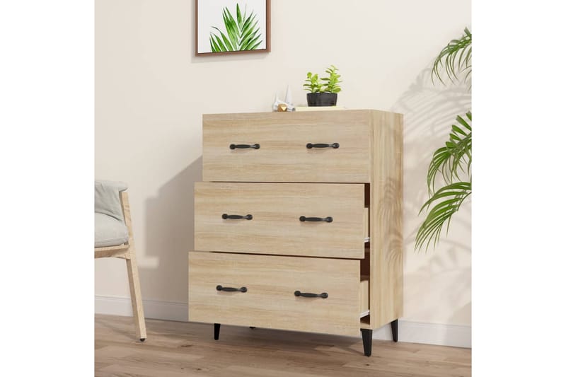 beBasic skænk 69,5x34x90 cm konstrueret træ sonoma-eg - Brun - Skænke & sideboards