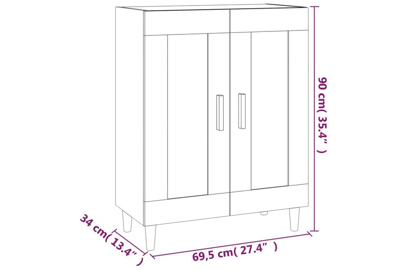 beBasic skænk 69,5x34x90 cm konstrueret træ sort - Sort - Skænke & sideboards