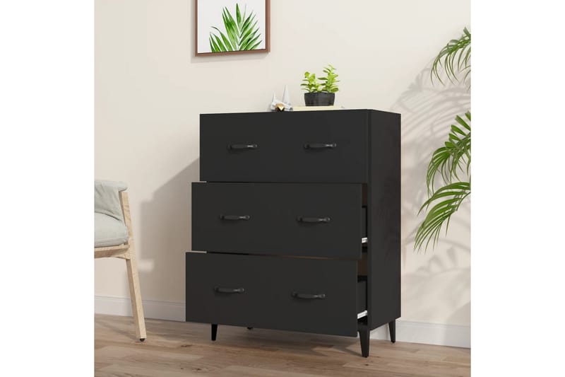 beBasic skænk 69,5x34x90 cm konstrueret træ sort - Sort - Skænke & sideboards