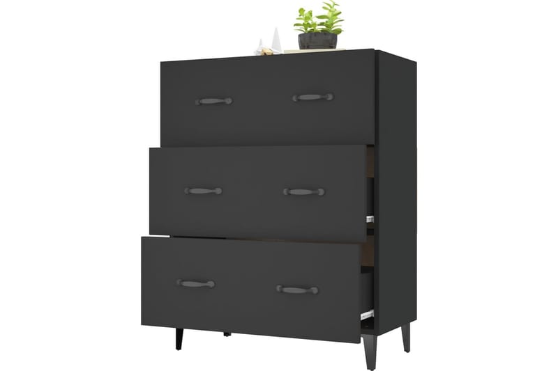 beBasic skænk 69,5x34x90 cm konstrueret træ sort - Sort - Skænke & sideboards