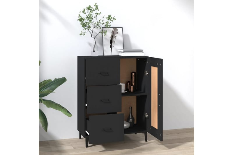 beBasic skænk 69,5x34x90 cm konstrueret træ sort - Sort - Skænke & sideboards