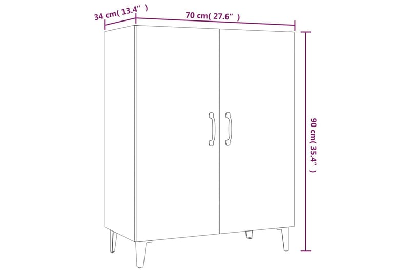 beBasic skænk 70x34x90 cm konstrueret træ hvid - Hvid - Skænke & sideboards