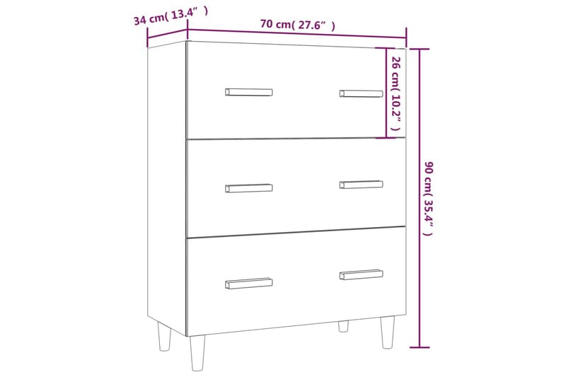 beBasic skænk 70x34x90 cm konstrueret træ sonoma-eg - Brun - Skænke & sideboards