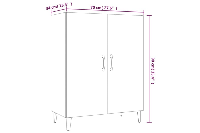 beBasic skænk 70x34x90 cm konstrueret træ sort - Sort - Skænke & sideboards