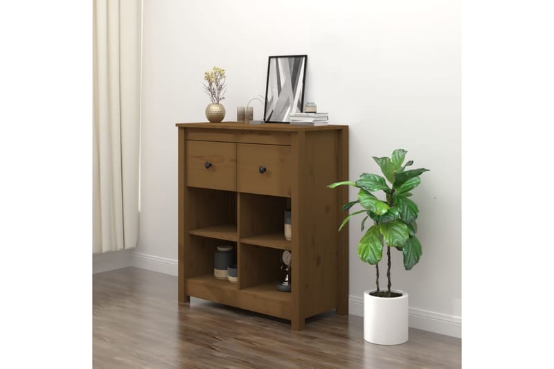 beBasic skænk 70x35x80 cm massivt fyrretræ gyldenbrun - Brun - Opbevaring - Opbevaringsmøbler - Skænke & sideboards