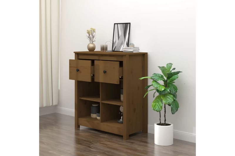 beBasic skænk 70x35x80 cm massivt fyrretræ gyldenbrun - Brun - Opbevaring - Opbevaringsmøbler - Skænke & sideboards