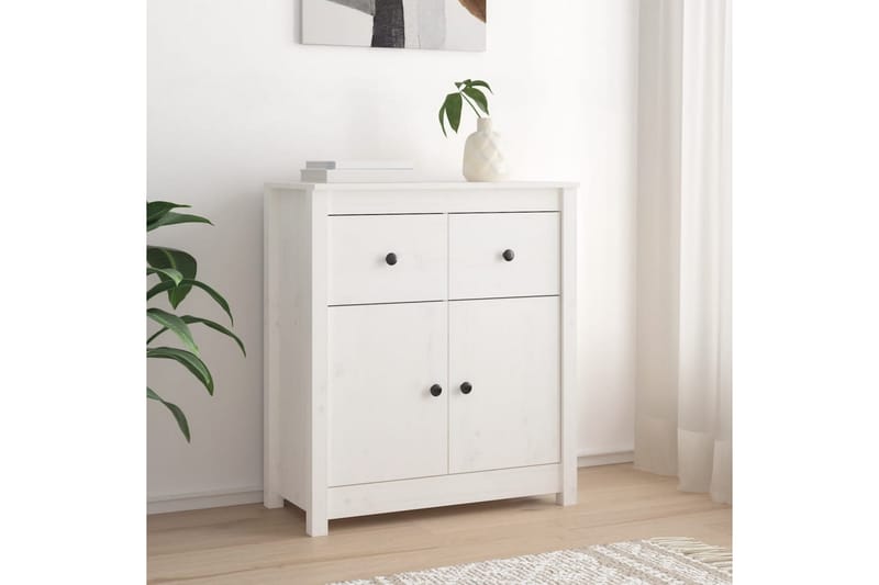 beBasic skænk 70x35x80 cm massivt fyrretræ hvid - Hvid - Skænke & sideboards