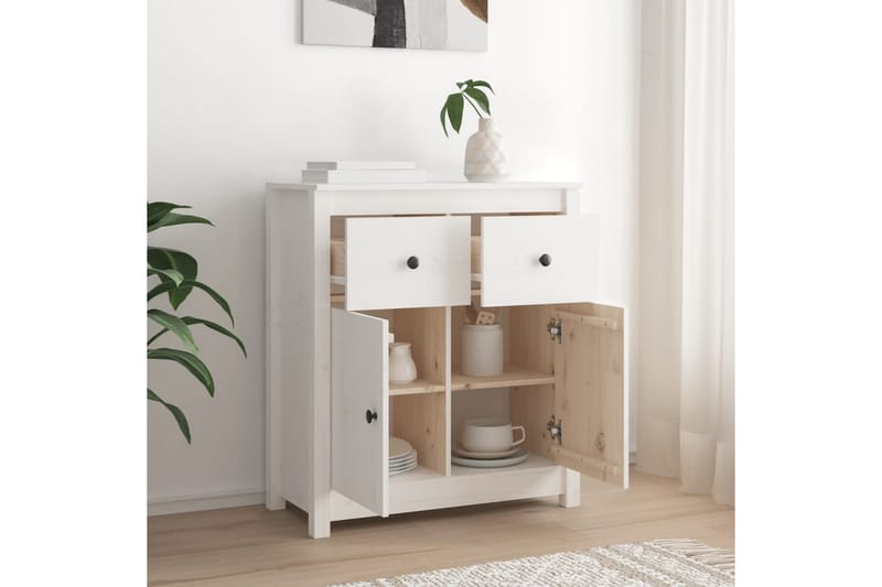 beBasic skænk 70x35x80 cm massivt fyrretræ hvid - Hvid - Opbevaring - Opbevaringsmøbler - Skænke & sideboards